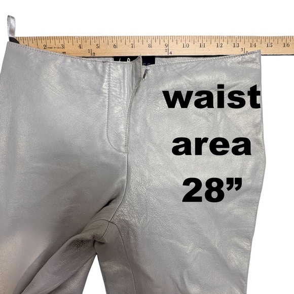 pants EXPRESS leather S iridescent pearl straight leg mid rise neutral elegant - Picture 7 of 17